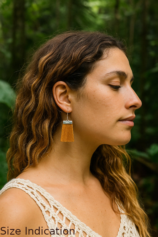 Figured Tasmanian Blackwood and metal 'Inca' Drop Earrings