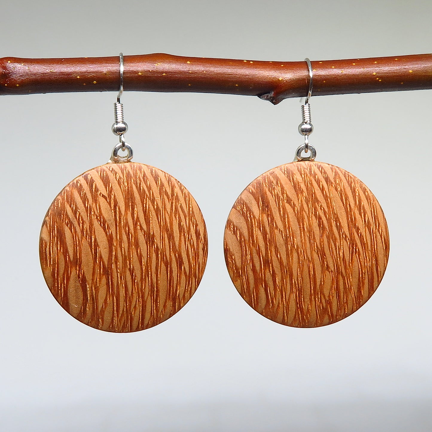 Silky Oak Round Drop Earrings