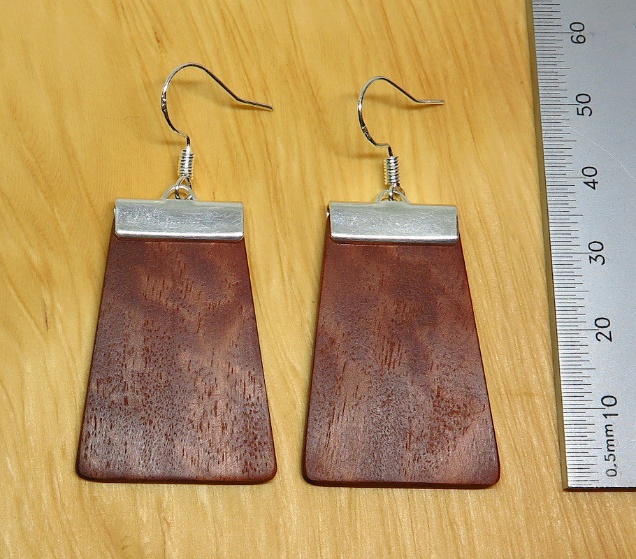 River Redgum and silver 'Inca' Drop Earrings