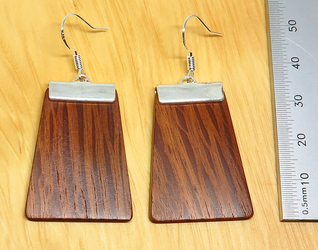 Sheoak and silver 'Inca' Drop Earrings