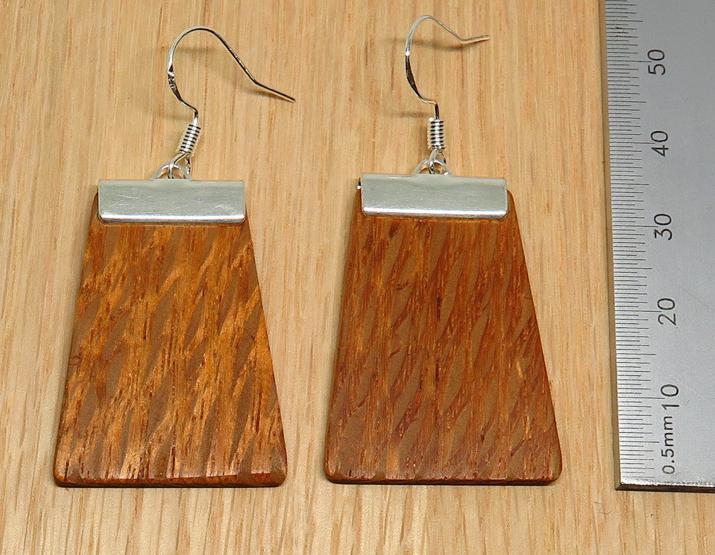 Silky Oak and silver 'Inca' Drop Earrings
