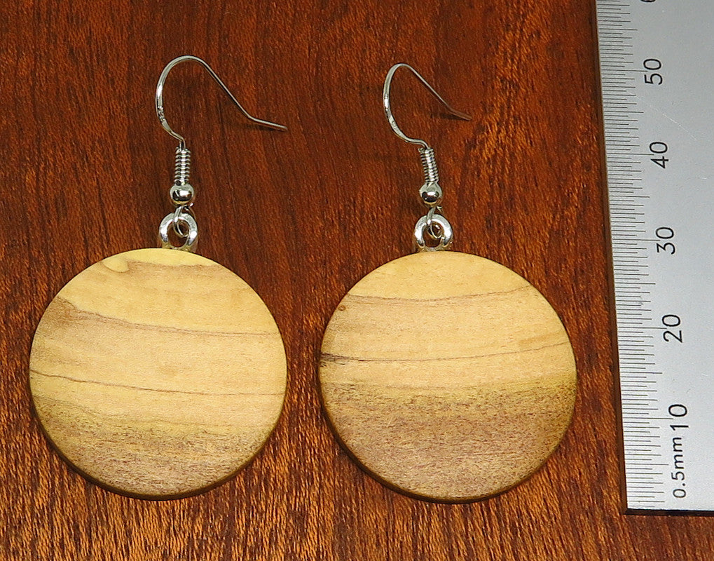 Australian Sandalwood Round Drop Earrings - Medium