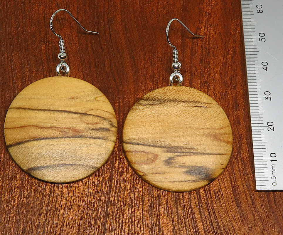 Spalted Tasmanian Sassafras Round Drop Earrings