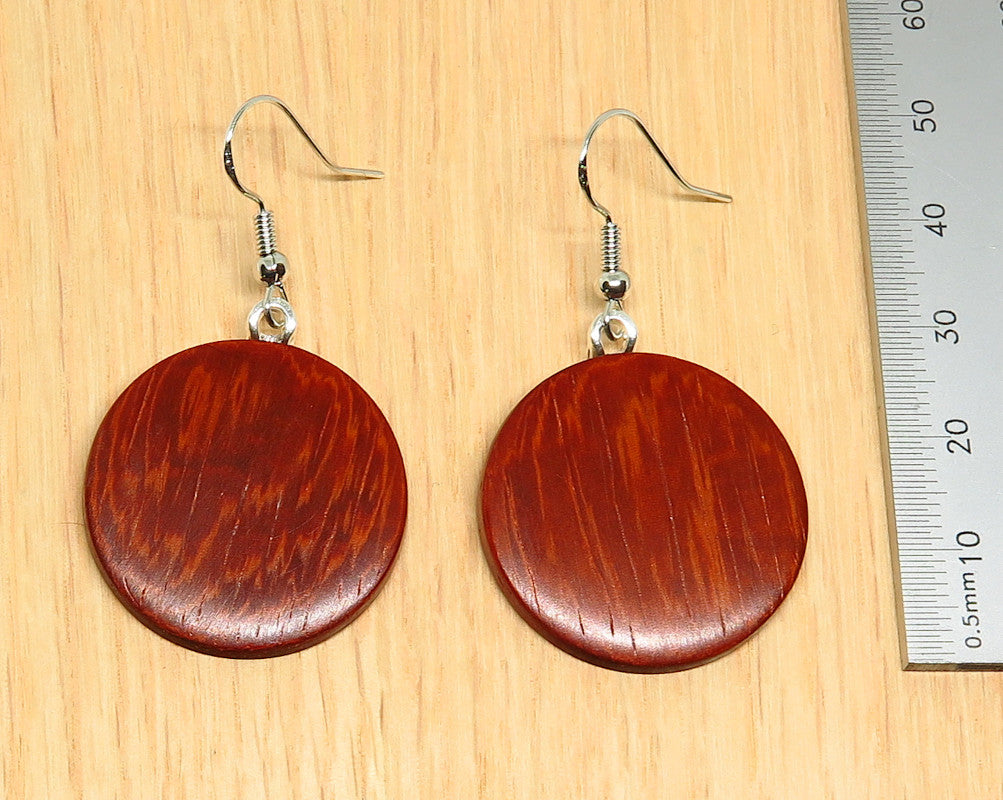 Bloodwood Timber Round Drop Earrings Medium Size