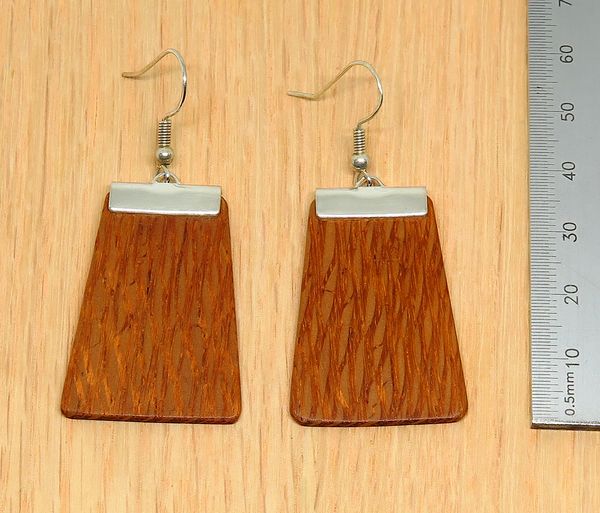 Silky Oak and silver 'Inca' Drop Earrings