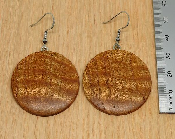 Australian Red Cedar Round Drop Earrings - 35mm