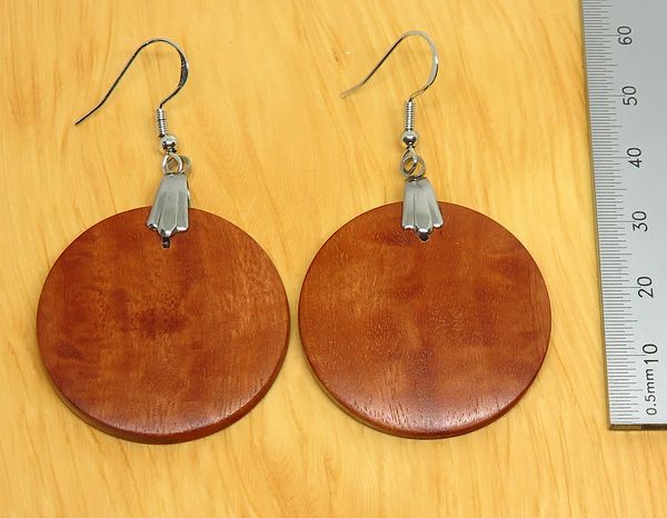 River Redgum Round Drop Earrings - 35mm