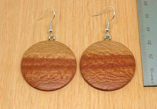 Kimberley Grevillea Timber Round Drop Earrings - 35mm