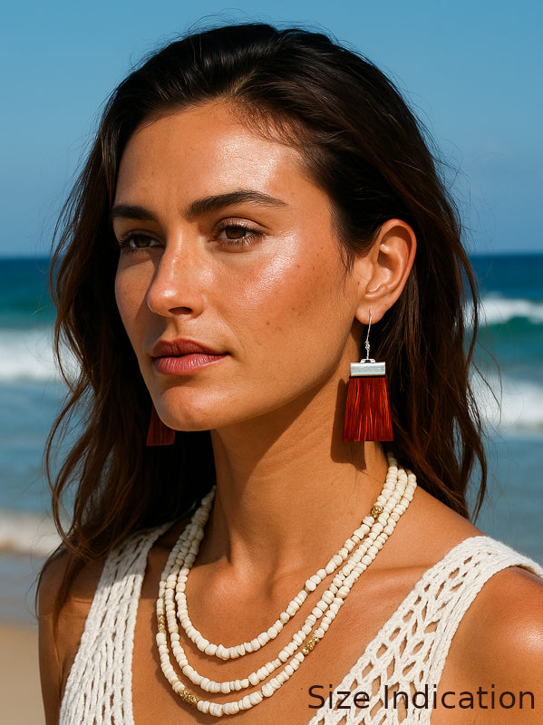 Bloodwood and silver 'Inca' Drop Earrings