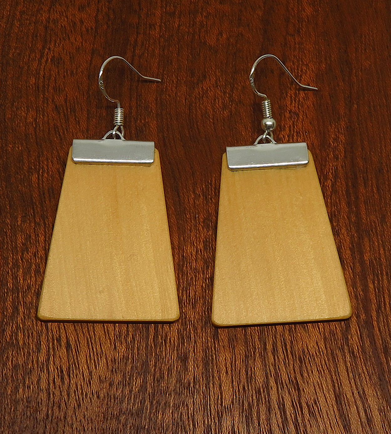 Huon Pine and Silver 'Inca' Drop Earrings