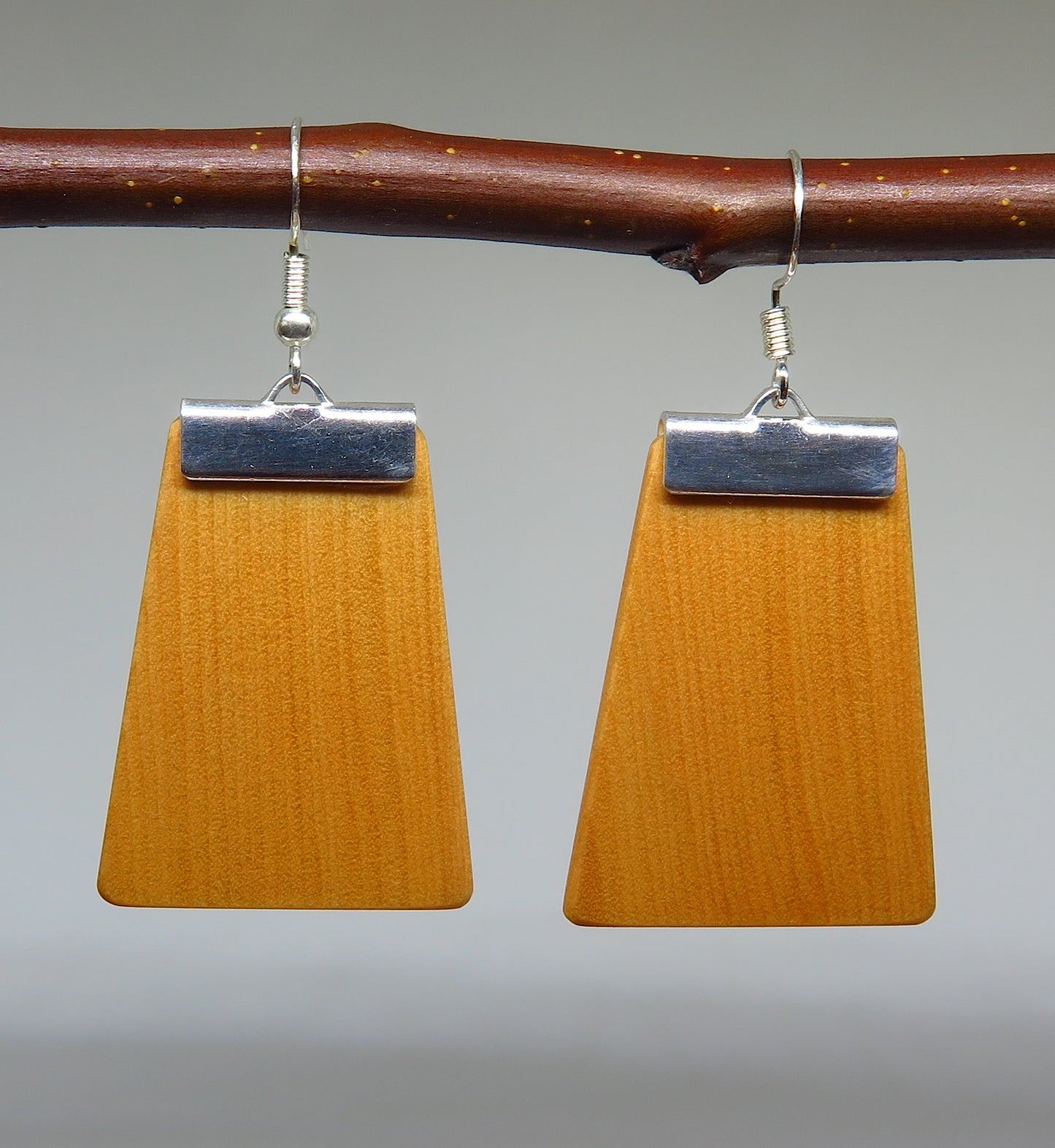 Huon Pine and Silver 'Inca' Drop Earrings