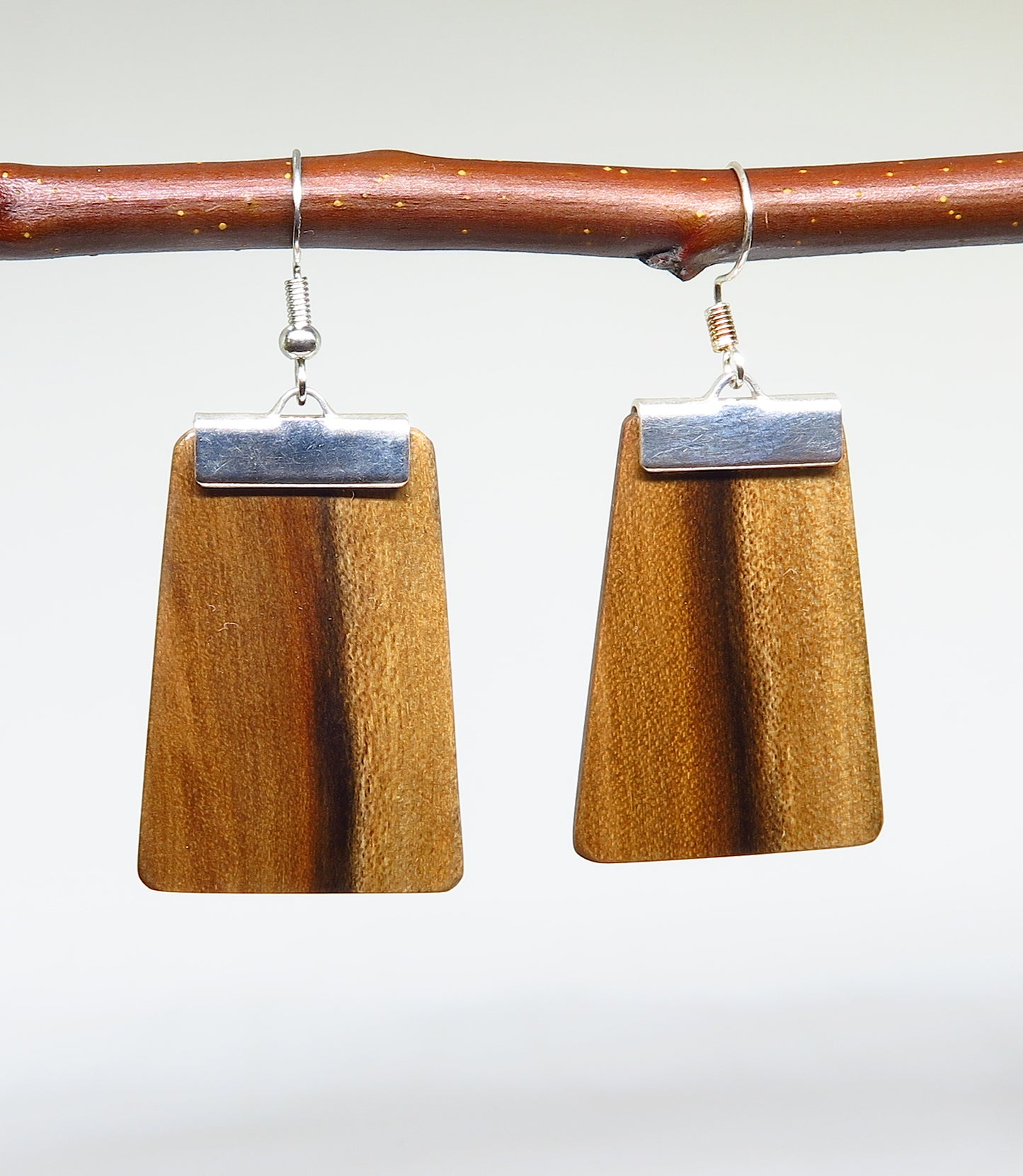 Tasmanian Sassafras and silver 'Inca' Drop Earrings