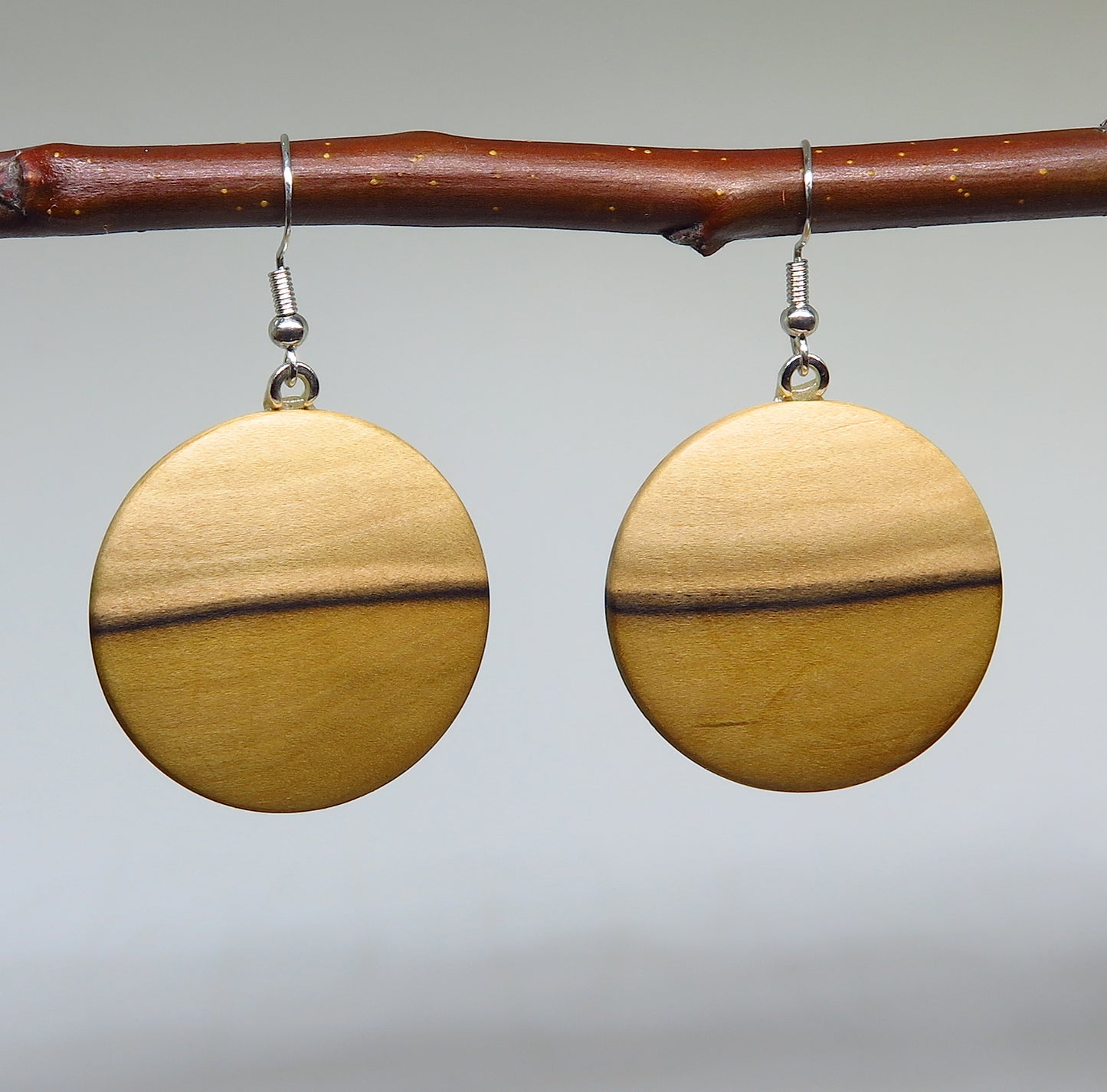 Tasmanian Sassafras Round Drop Earrings
