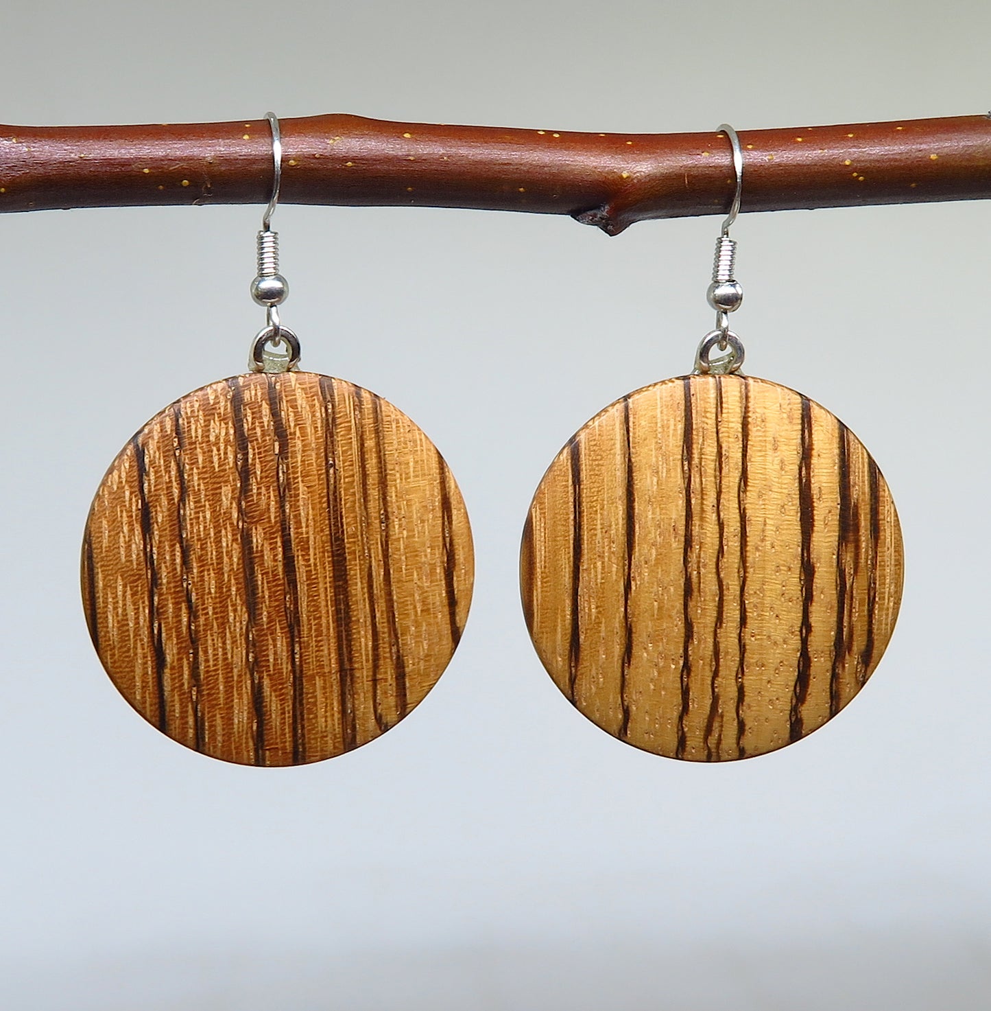 Zebrawood Round Drop Earrings
