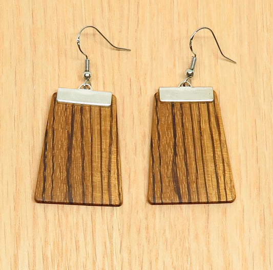 Zebrawood and silver 'Inca' Drop Earrings