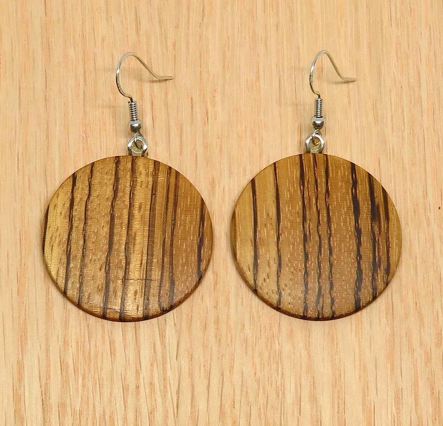 Zebrawood Round Drop Earrings