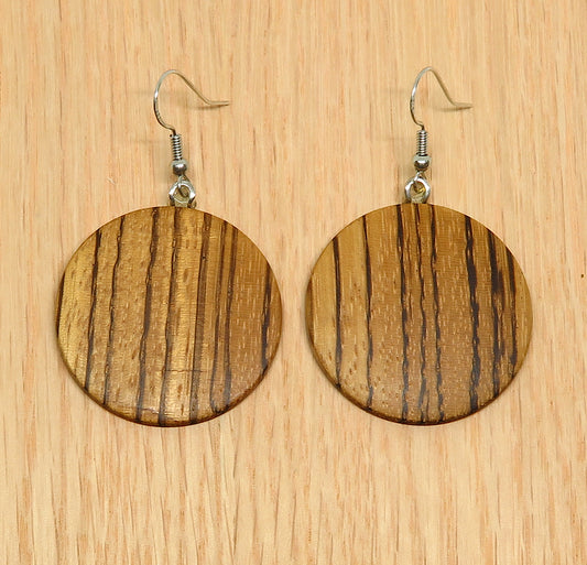 Zebrawood Round Drop Earrings