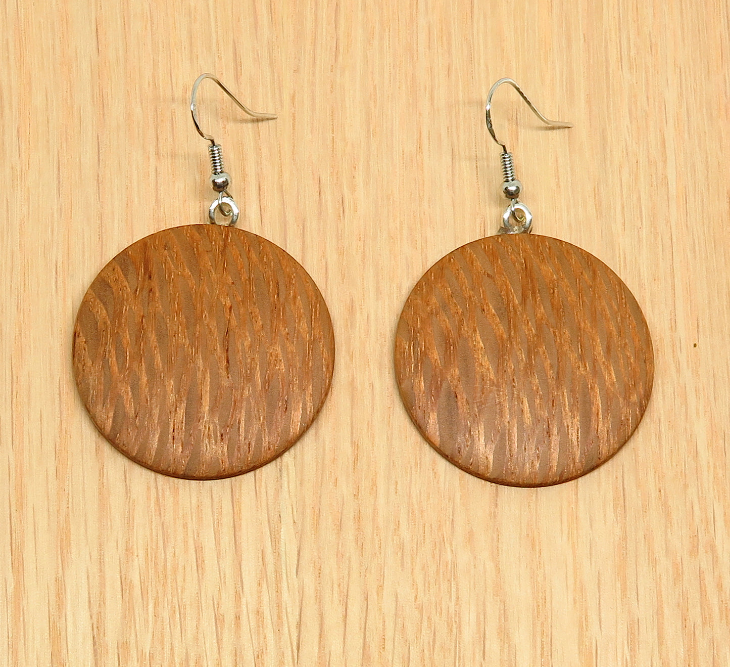 Silky Oak Round Drop Earrings