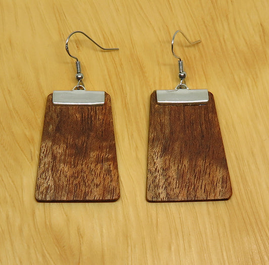 Figured Tasmanian Blackwood and metal 'Inca' Drop Earrings