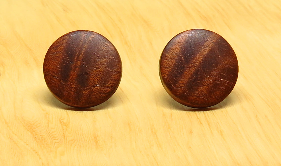 Figured Blackwood Round Stud Earrings