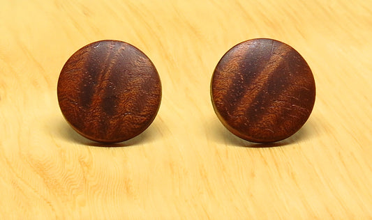 Figured Blackwood Round Stud Earrings