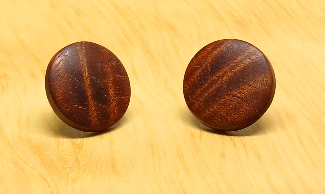 Figured Blackwood Round Stud Earrings
