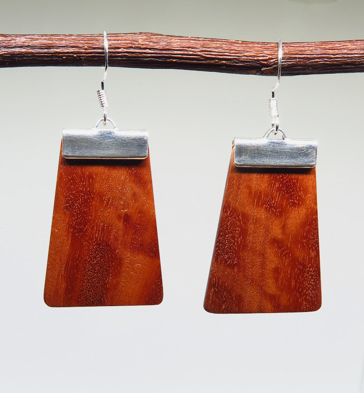 River Redgum and silver 'Inca' Drop Earrings