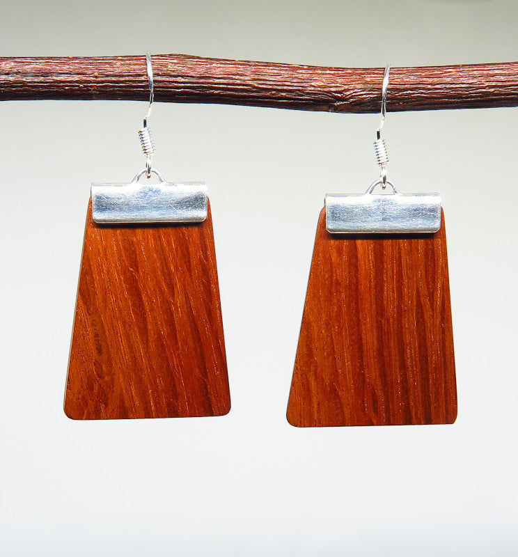 Sheoak and silver 'Inca' Drop Earrings
