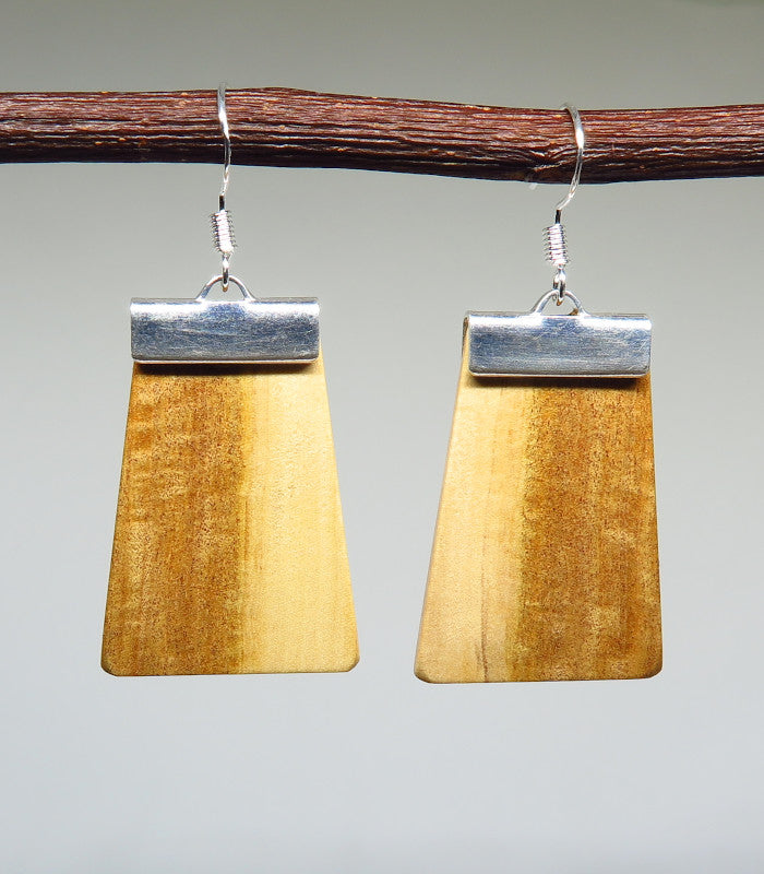 Australian Sandalwood and silver 'Inca' Drop Earrings