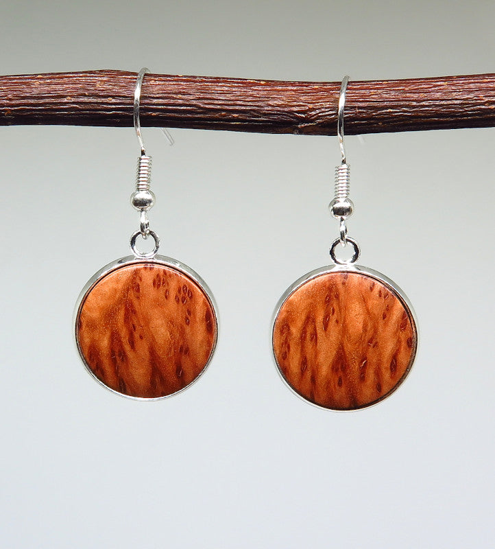 Red Mallee Burl Inlay Drop Earrings