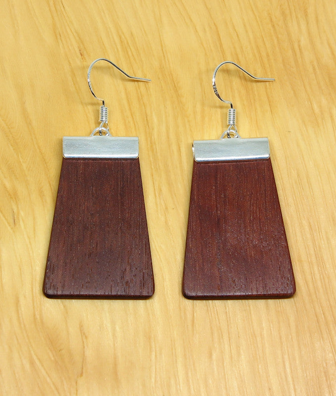 Jarrah and silver 'Inca' Drop Earrings