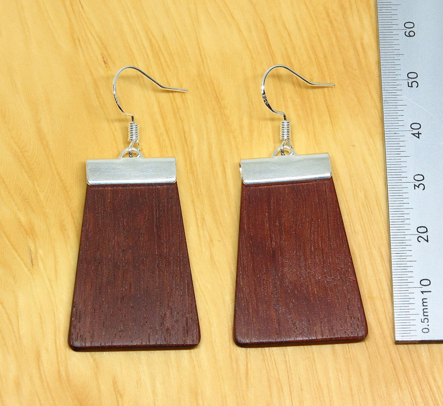 Jarrah and silver 'Inca' Drop Earrings
