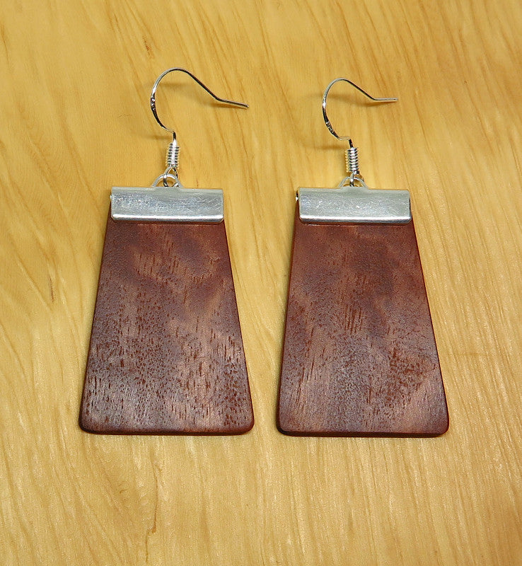 River Redgum and silver 'Inca' Drop Earrings