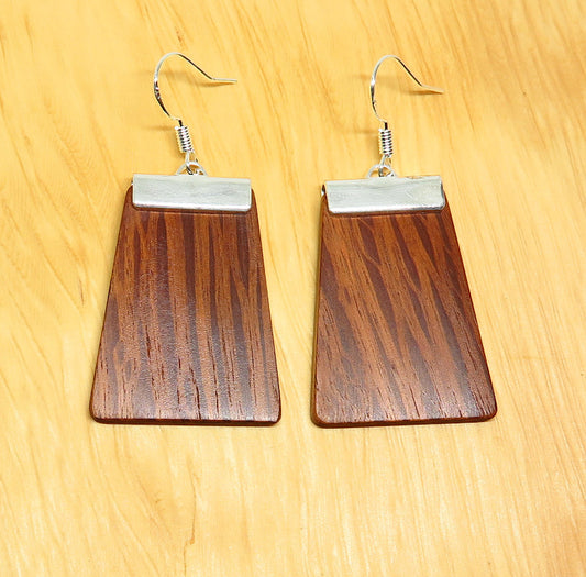 Sheoak and silver 'Inca' Drop Earrings