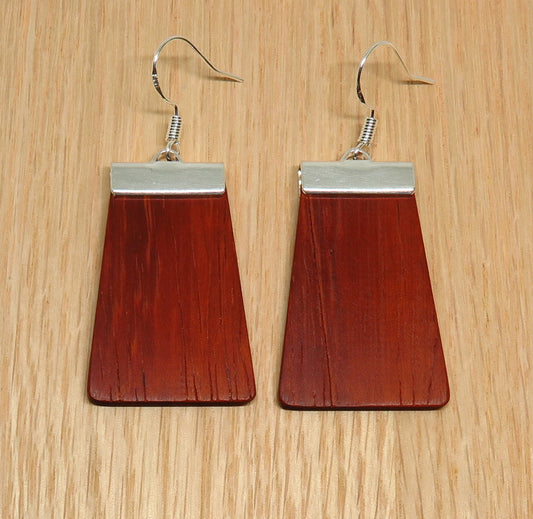 Bloodwood and silver 'Inca' Drop Earrings