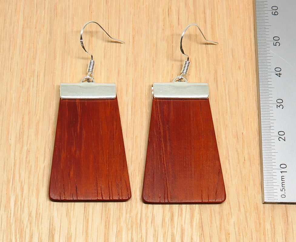 Bloodwood and silver 'Inca' Drop Earrings