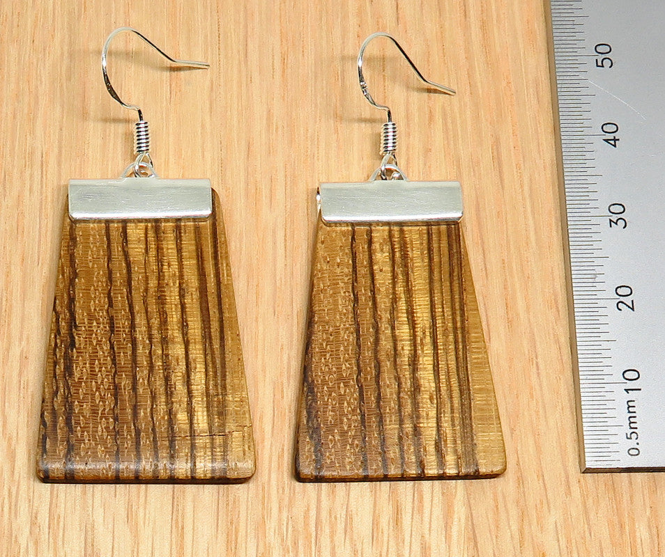 Zebrawood and silver 'Inca' Drop Earrings