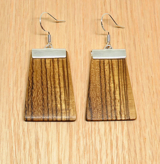 Zebrawood and silver 'Inca' Drop Earrings