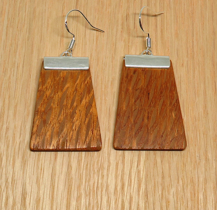 Silky Oak and silver 'Inca' Drop Earrings