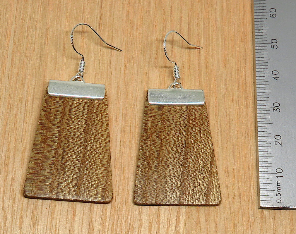 English Elm and silver 'Inca' Drop Earrings