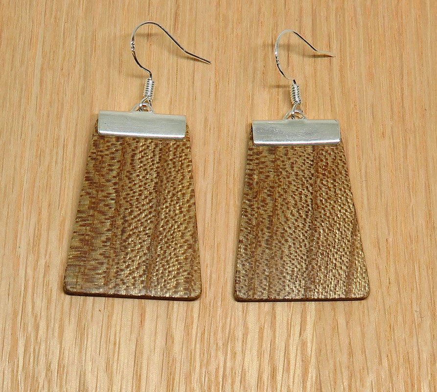 English Elm and silver 'Inca' Drop Earrings