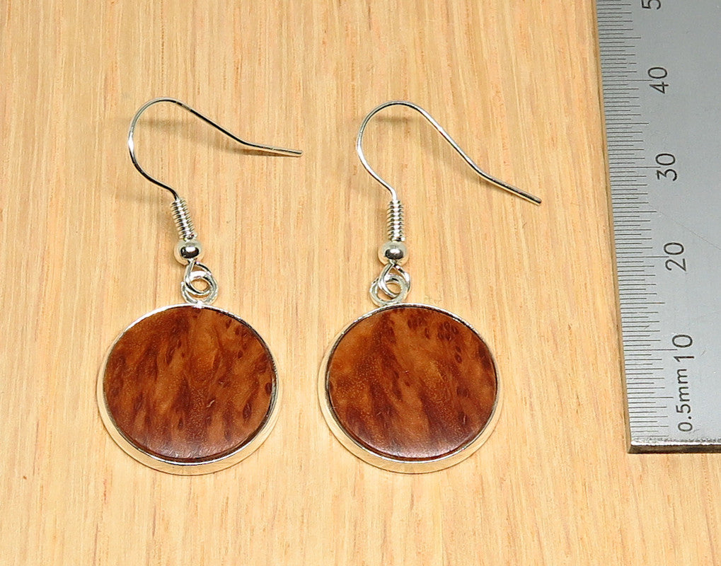 Red Mallee Burl Inlay Drop Earrings