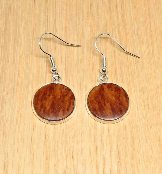 Red Mallee Burl Inlay Drop Earrings