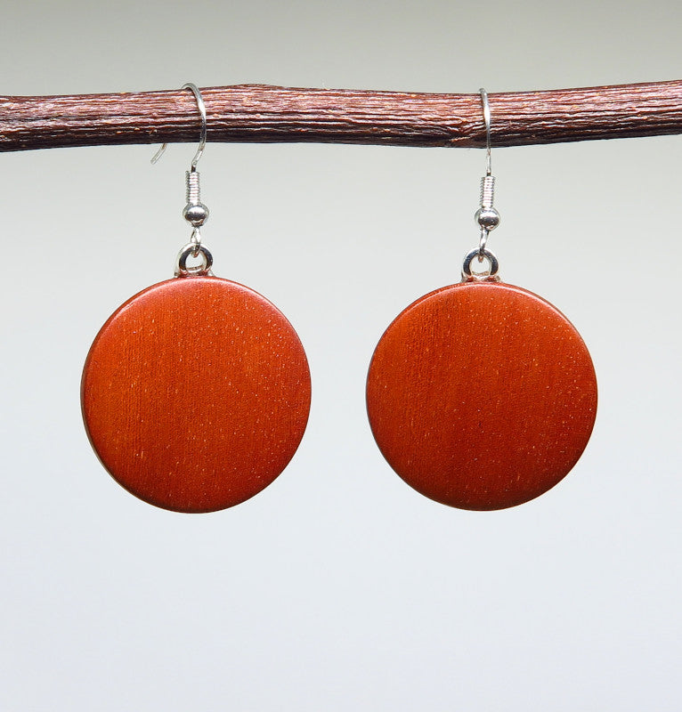 Australian Rosewood - Medium Round Drop Earrings