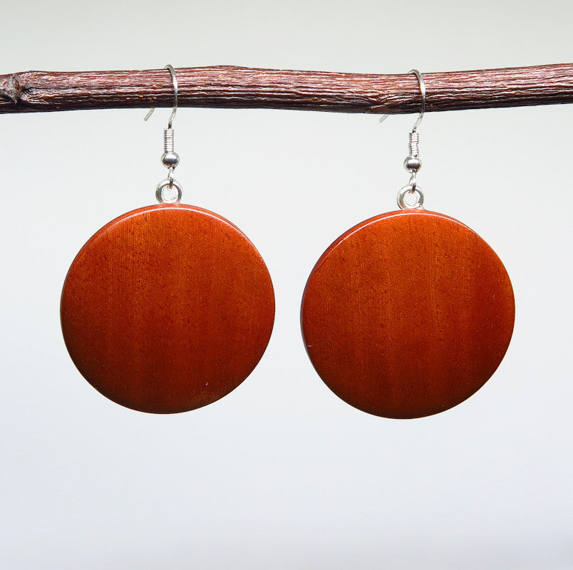 Australian Rosewood - Large Round Drop Earrings