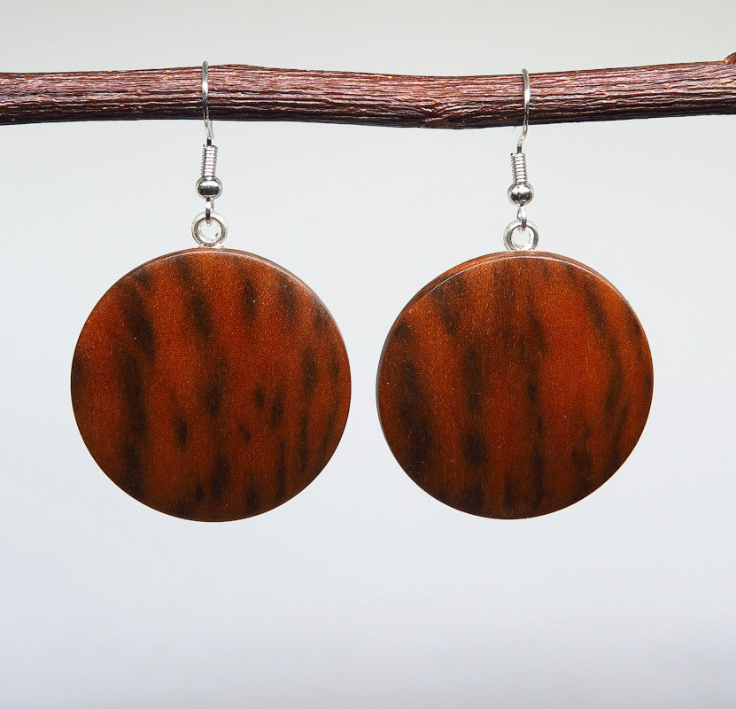 Tiger Myrtle Timber Round Earrings