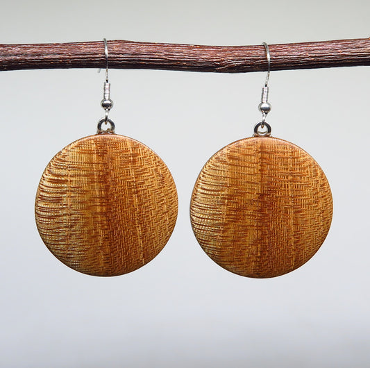 English Elm Timber Round Drop Earrings
