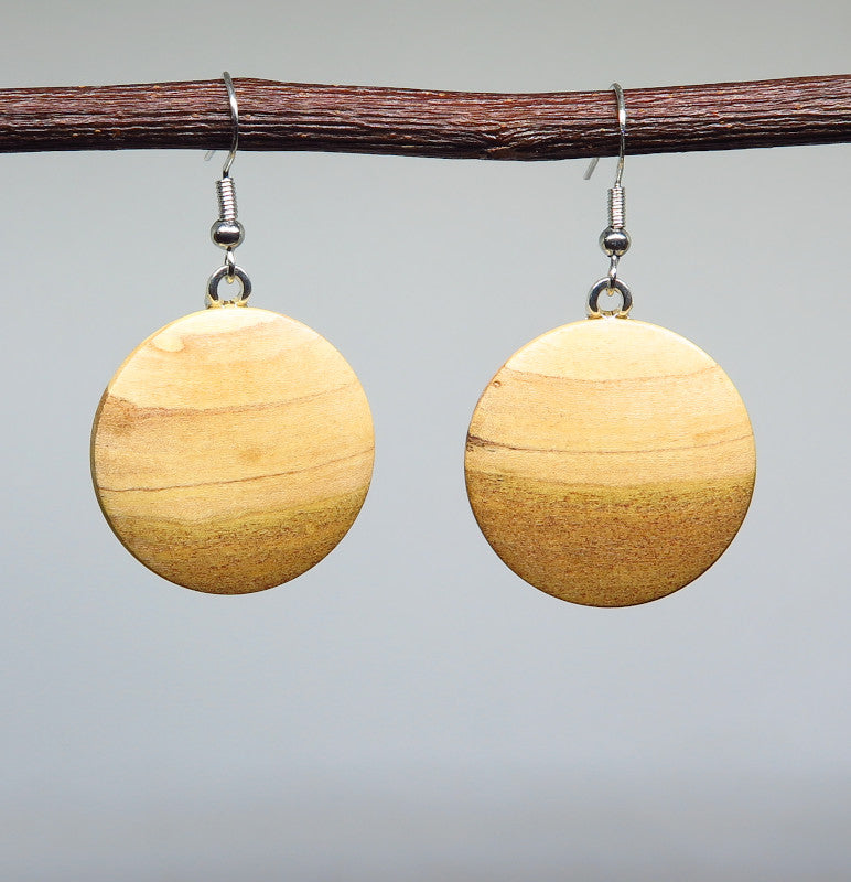 Australian Sandalwood Round Drop Earrings - Medium