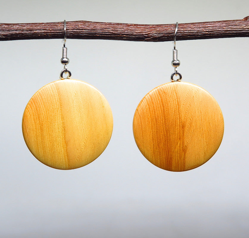 Huon Pine Round Drop Earrings