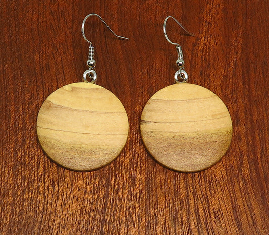 Australian Sandalwood Round Drop Earrings - Medium